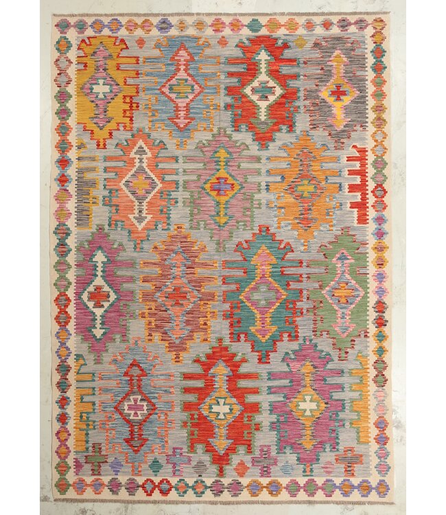 Naila kelim Handgeweven 302x211cm  Traditional Kelim Tapijt Wol