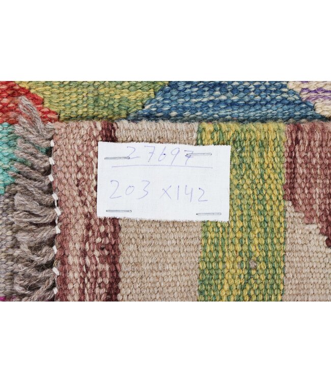 203x142 cm Handgefertigter Afghanischer traditioneller Kelim Teppich Woll