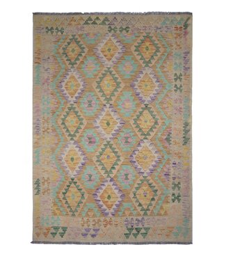 207x144 cm Handgefertigter Afghanischer traditioneller Kelim Teppich Woll