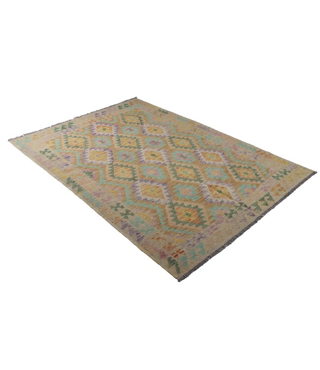 207x144 cm Handgefertigter Afghanischer traditioneller Kelim Teppich Woll