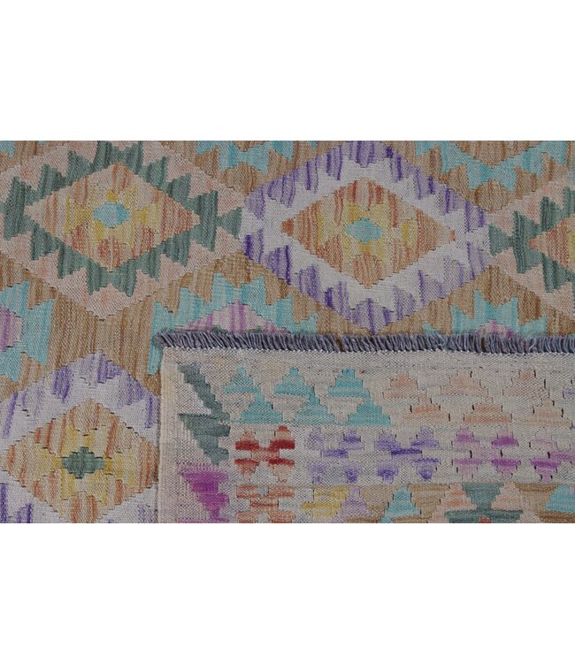 207x144 cm Handmade Afghan Traditional Kelim Area Rug Wool Carpet