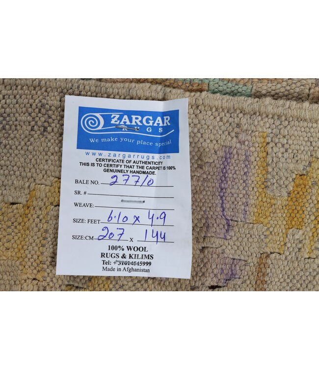 207x144 cm Handmade Afghan Traditional Kelim Area Rug Wool Carpet