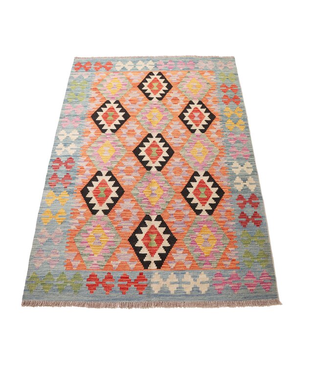 181x127 cm Handmade Afghan Traditional Kelim Area Rug Wool Carpet