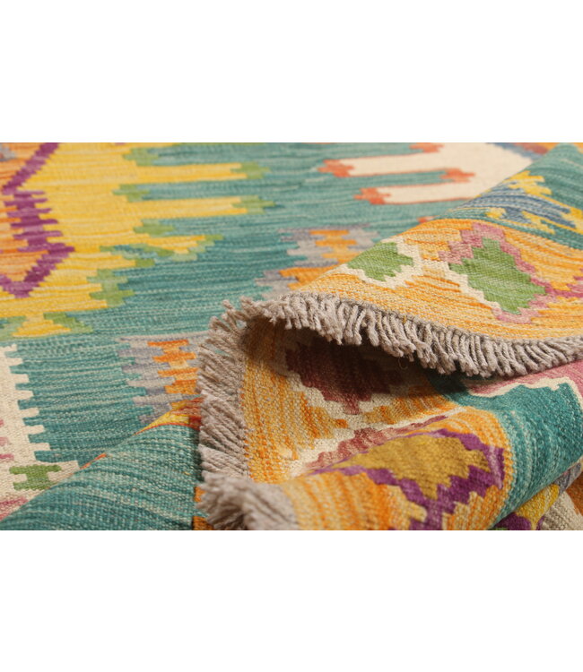 Naila kelim Handgeweven  307x200 cm  Traditional Kelim Tapijt Wol