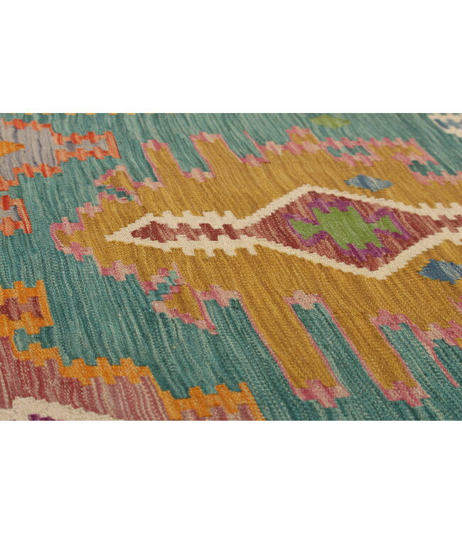 Naila kelim Handgeweven  307x200 cm  Traditional Kelim Tapijt Wol