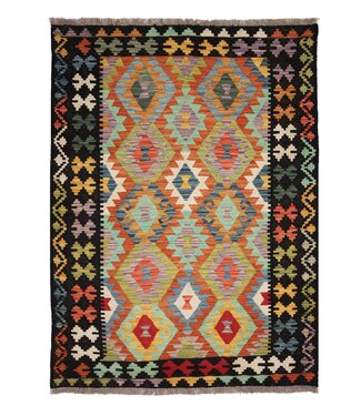 Kelimshop 171x125 cm Handgefertigter Afghanischer traditioneller Kelim Teppich Woll