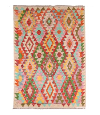 Kelimshop 173x126 cm Handgefertigter Afghanischer traditioneller Kelim Teppich Woll
