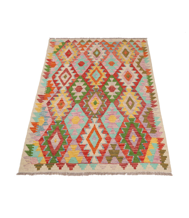 173x126 cm Handmade Afghan Traditional Kelim Area Rug Wool Carpet