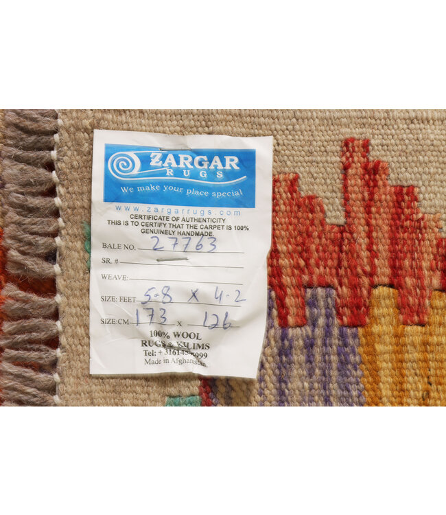 173x126 cm Handgefertigter Afghanischer traditioneller Kelim Teppich Woll