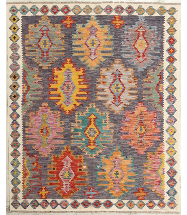 Naila kelim Handgeweven   248x202 cm Traditional Kelim Tapijt Wol
