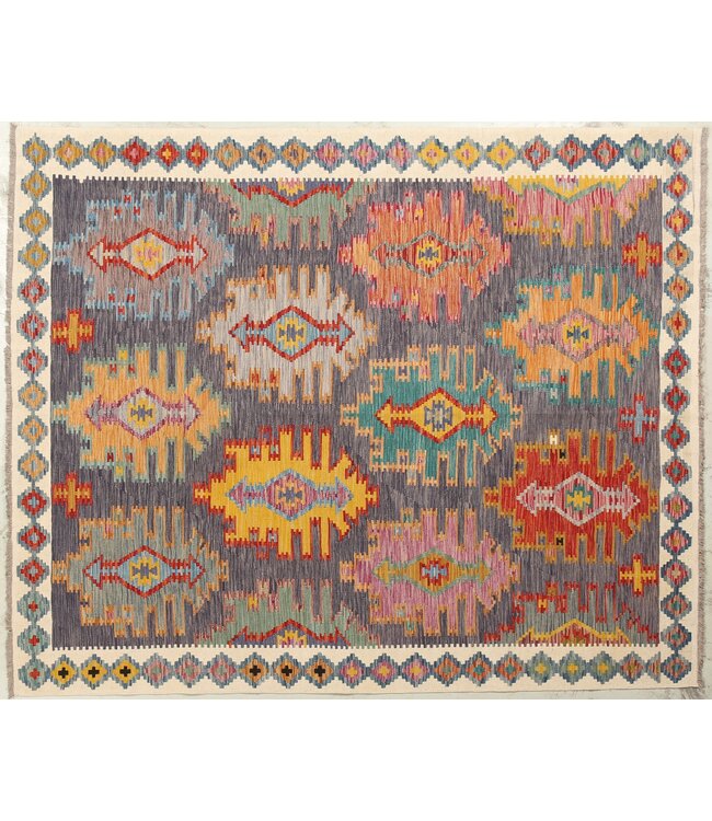 Naila kelim Handgeweven   248x202 cm Traditional Kelim Tapijt Wol