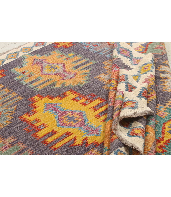 Naila kelim Handgeweven   248x202 cm Traditional Kelim Tapijt Wol