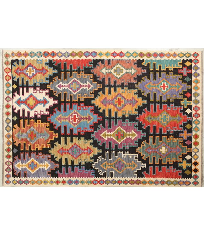 Naila kelim Handgeweven 300x202 cm Traditional Kelim Tapijt Wol