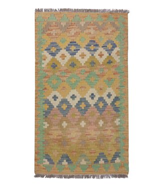 Kelimshop 188x64 cm Handmade Afghan Traditional Kelim Area Rug Wool Carpet