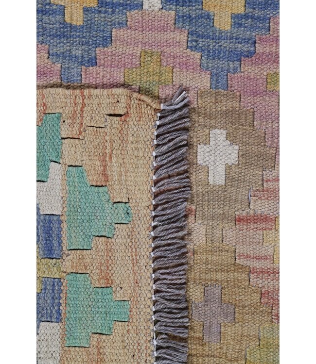 188x64 cm Handgemaakte Afghaanse traditionele Kelim Vloerkleed Wol Tapijt