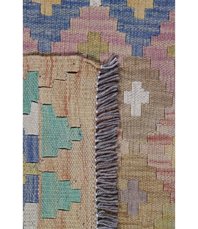 188x64 cm Handmade Afghan Traditional Kelim Area Rug Wool Carpet