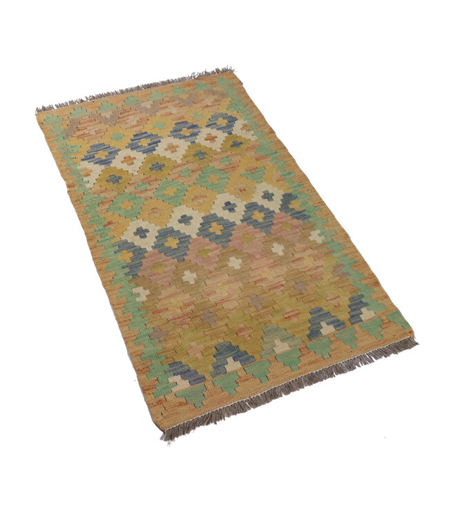 188x64 cm Handmade Afghan Traditional Kelim Area Rug Wool Carpet