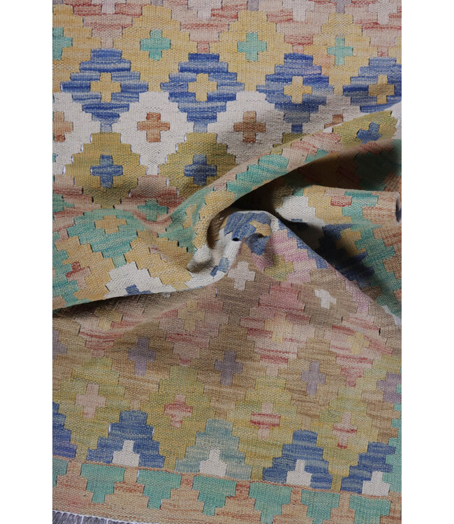 188x64 cm Handmade Afghan Traditional Kelim Area Rug Wool Carpet