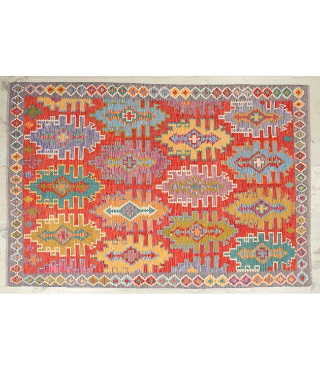 Naila kelim Handgeweven  307x205 cmTraditional Kelim Tapijt Wol