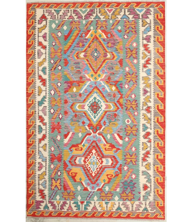 Naila kelim Handgeweven 309x196 cm Traditional Kelim Tapijt Wol