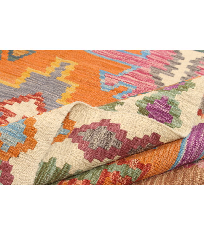 Naila kelim Handgeweven 302x204 cm Traditional Kelim Tapijt Wol