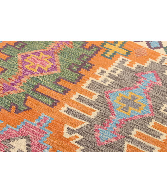 Naila kelim Handgeweven 302x204 cm Traditional Kelim Tapijt Wol