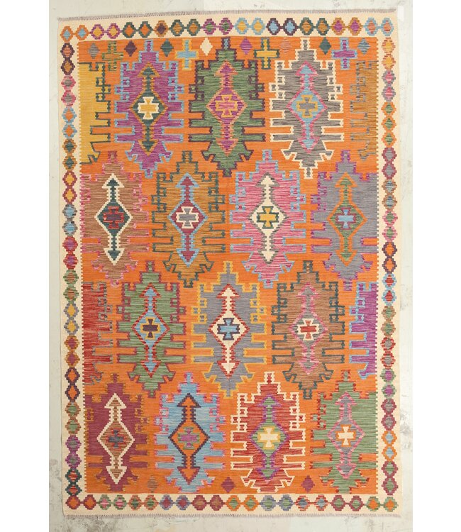 Naila kelim Handgeweven 302x204 cm Traditional Kelim Tapijt Wol