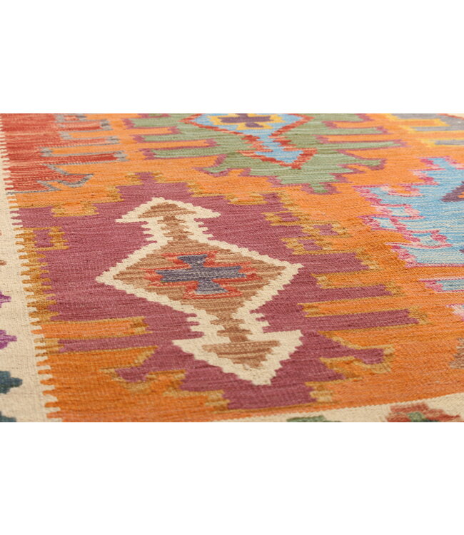 Naila kelim Handgeweven 302x204 cm Traditional Kelim Tapijt Wol