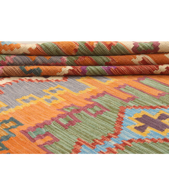 Naila kelim  Handgemacht 302x204 cm  Traditional Wolle Kelim Teppich