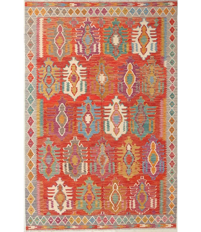 Naila kelim Handgeweven  305x203 cm  Traditional Kelim Tapijt Wol