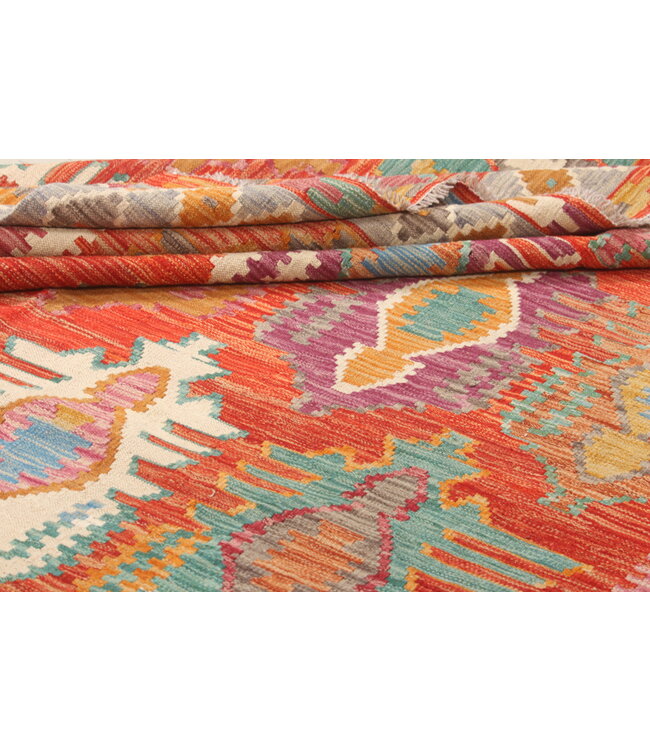 Naila kelim Handgeweven  305x203 cm  Traditional Kelim Tapijt Wol