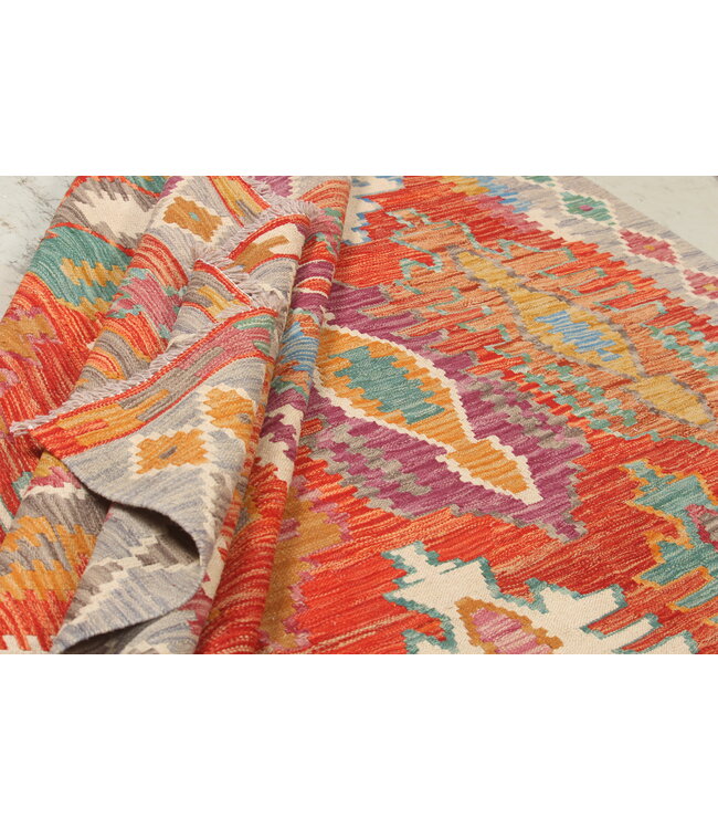 Naila kelim Handgeweven  305x203 cm  Traditional Kelim Tapijt Wol