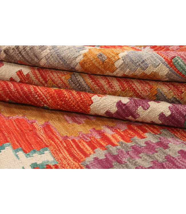 Naila kelim Handgeweven  305x203 cm  Traditional Kelim Tapijt Wol