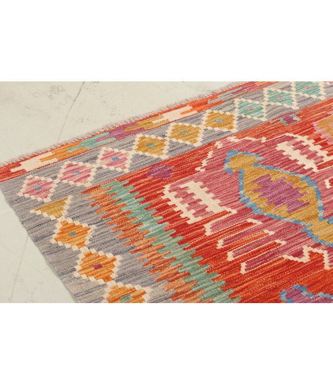 Naila kelim Handgeweven  305x203 cm  Traditional Kelim Tapijt Wol