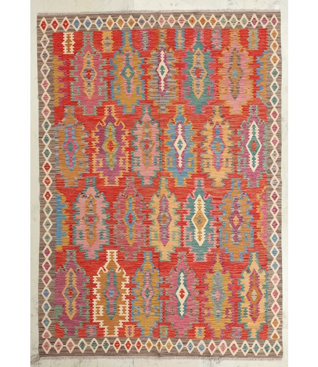 Naila kelim Handgeweven  288x200 cm Traditional Kelim Tapijt Wol