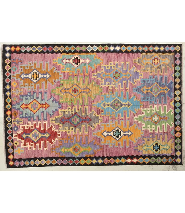 Naila kelim Handgeweven  296x201 cm Traditional Kelim Tapijt Wol   -