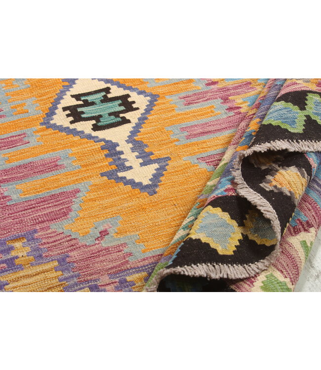 Naila kelim Handgeweven  296x201 cm Traditional Kelim Tapijt Wol   -