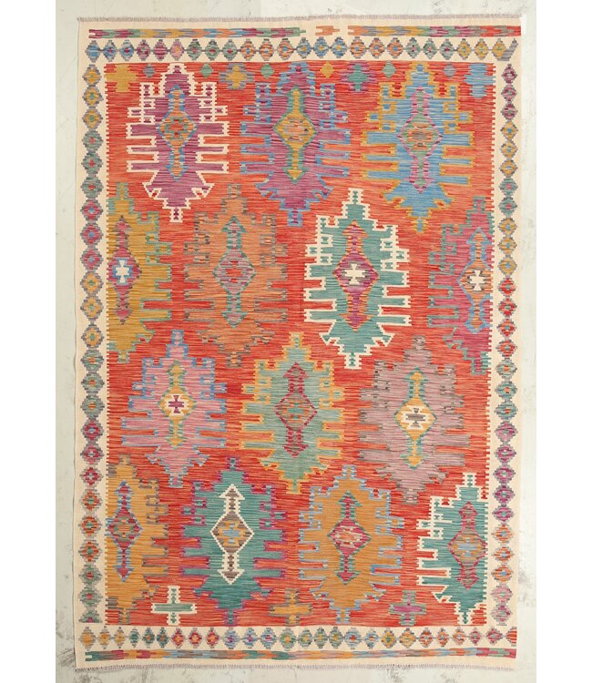 Naila kelim Handgeweven  295x200 cm Traditional Kelim Tapijt Wol