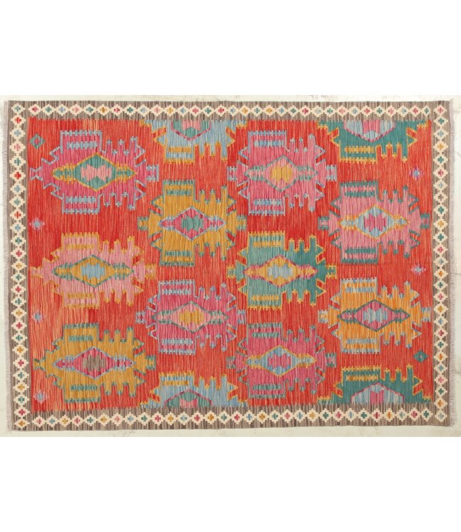 Naila kelim Handgeweven  205x150 cm Traditional Kelim Tapijt Wol