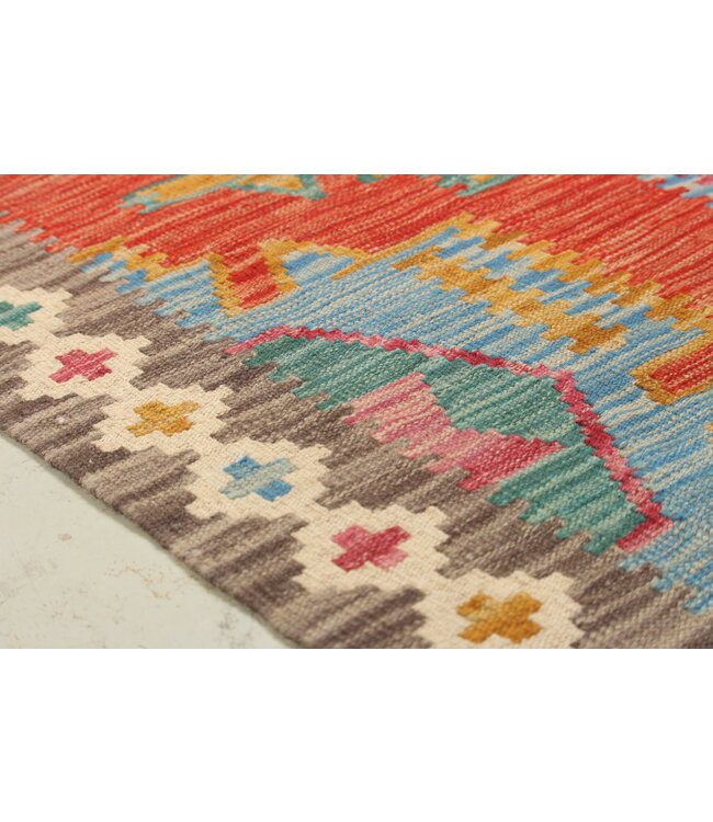 Naila kelim Handgeweven  205x150 cm Traditional Kelim Tapijt Wol