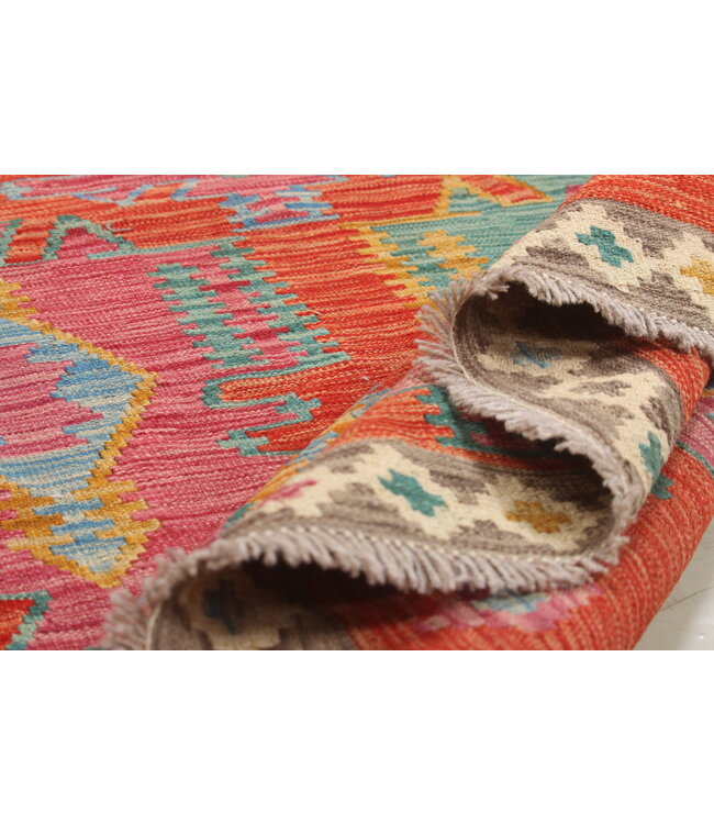 Naila kelim Handgeweven  205x150 cm Traditional Kelim Tapijt Wol