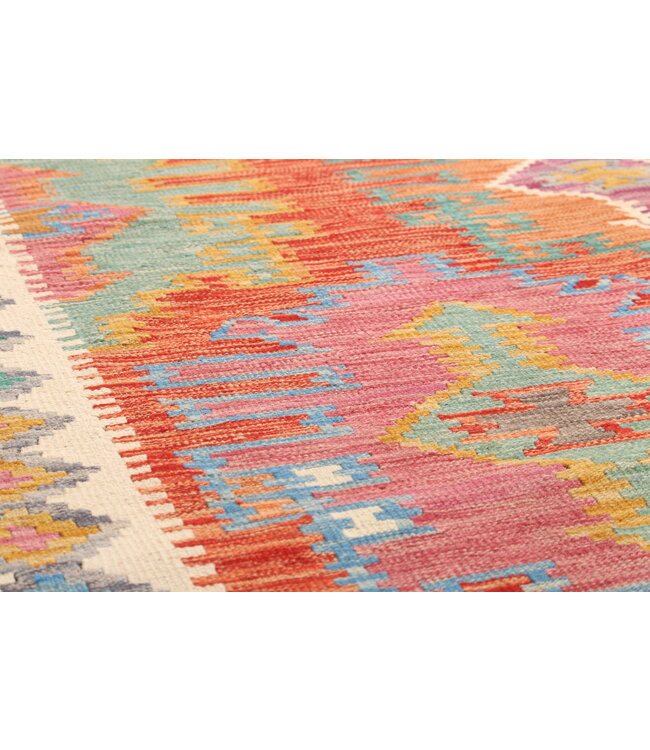 Naila kelim Handgeweven  198x151cm Traditional Kelim Tapijt Wol