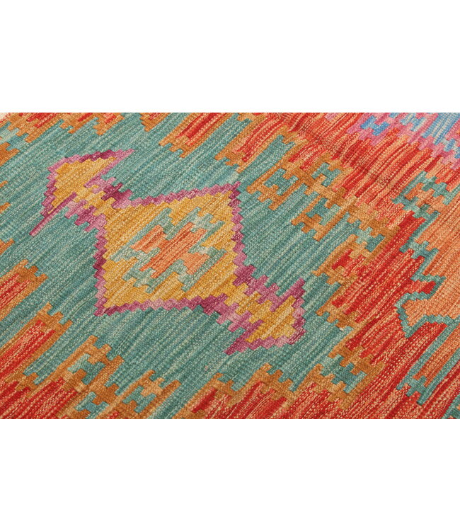 Naila kelim Handgeweven  198x151cm Traditional Kelim Tapijt Wol