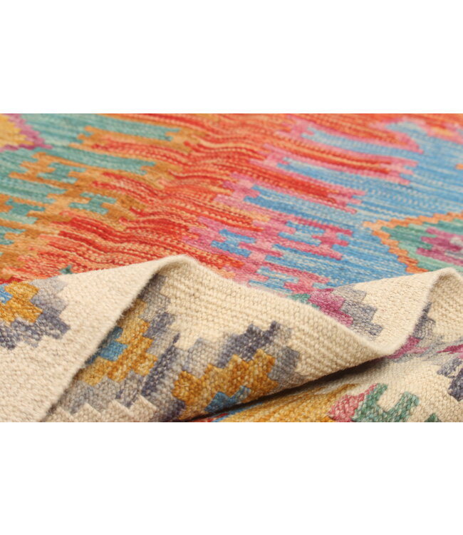 Naila kelim Handgeweven  198x151cm Traditional Kelim Tapijt Wol