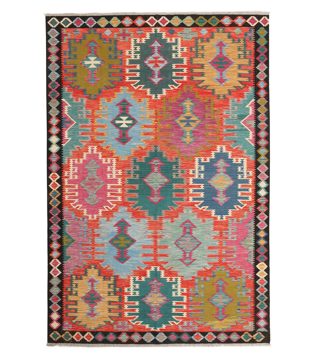 Naila kelim Handgeweven   297x200cm Traditional Kelim Tapijt Wol