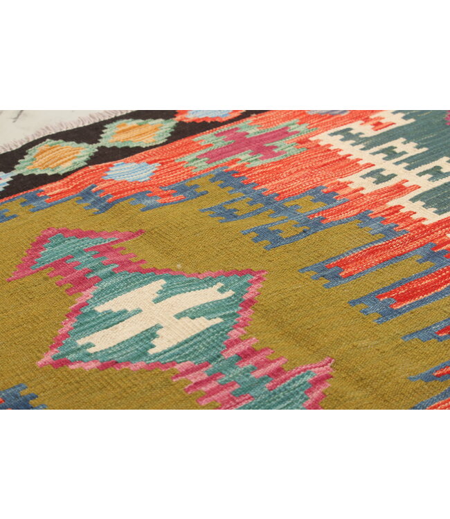 Naila kelim Handgeweven   297x200cm Traditional Kelim Tapijt Wol