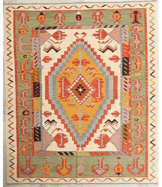 Kelimshop Naila kelim Handgemacht  297x253cm Traditional Wolle Kelim Teppich