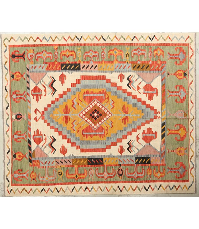 Naila kelim  Handgemacht 297x253cm Traditional Wolle Kelim Teppich