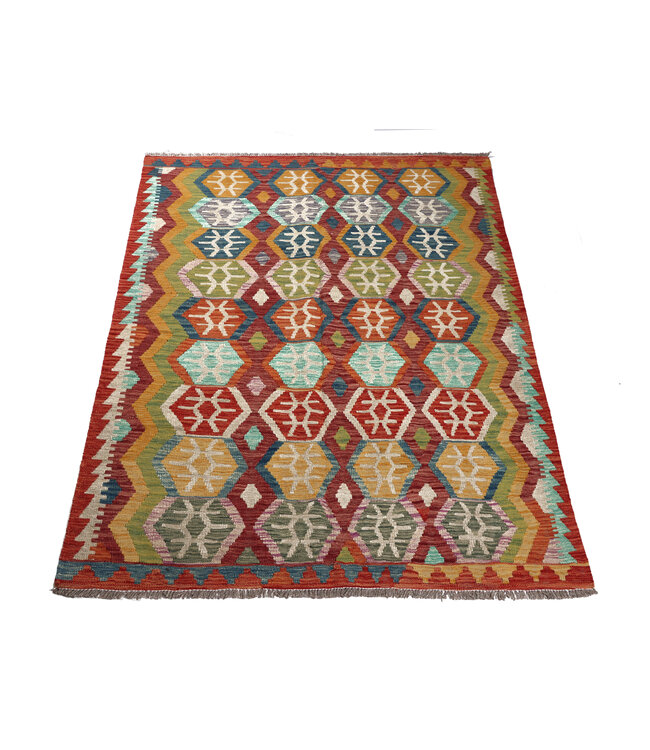 193x150 cm Handgemaakte Afghaanse traditionele Kelim Vloerkleed Wol Tapijt