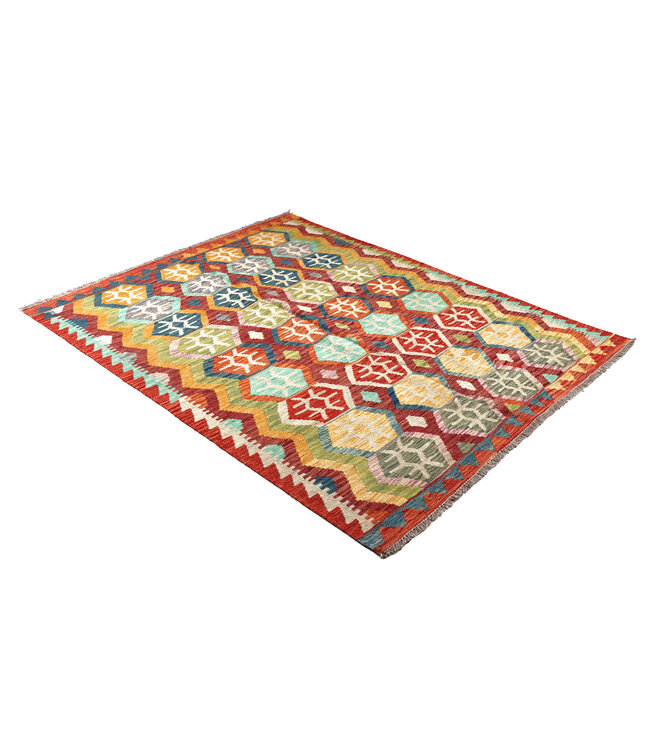 193x150 cm Handgefertigter Afghanischer traditioneller Kelim Teppich Woll